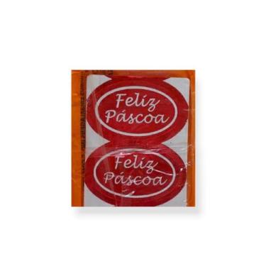 Imagem de Etiquetas Adesivas Feliz Páscoa Vermelho Oval Carber c/100 un 