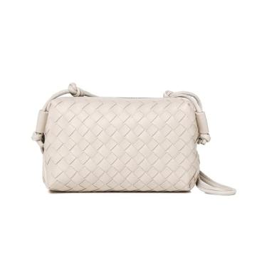 Imagem de Labair Bolsa de ombro feminina de couro vegano com fecho de zíper., Bege, Small