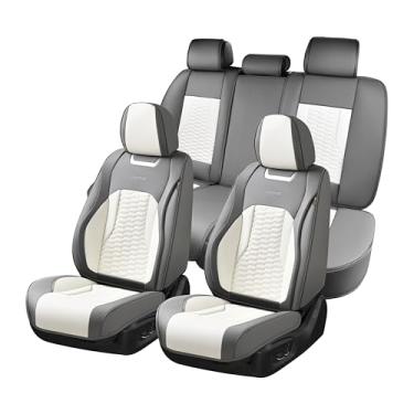 Imagem de Coverado Capas de assento para carros, conjunto completo de capas de assento de couro luxuosas, à prova d'água, capas de assento automotivas, ajuste universal para a maioria dos sedãs, SUVs