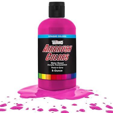 Imagem de S Art Supply – Limpador de aerógrafo – (500 ml) Ação rápida para pintura de aerógrafo, maquiagem, bronzeamento, cores de aerógrafo de bolos, Hot Pink, 8-Ounce, 1
