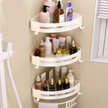 Imagem de Prateleiras de chuveiro Caddies de chuveiro de banheiro, suporte de armazenamento de canto montado na parede de banheiro, organizadores de banheiro organizador de chuveiro