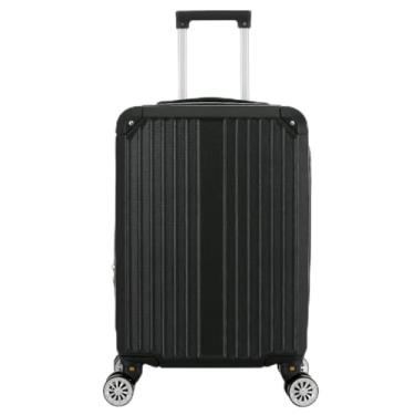 Imagem de Mala de Bordo 10kg ABS Expansível com Zíper Duplo Rodas 360° Cadeado Numérico Bagagem de Mão(Preto,N19-52 * 33.5 * 22)