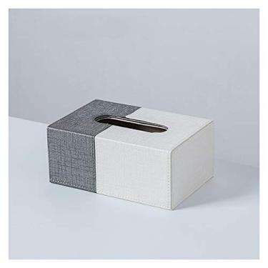 Imagem de Caixa dispensadora de lenços para bombear papel pode ser dada como um presente para amigos, caixa dispensador de lenços faciais com costura de duas cores (cor: B) (C)
