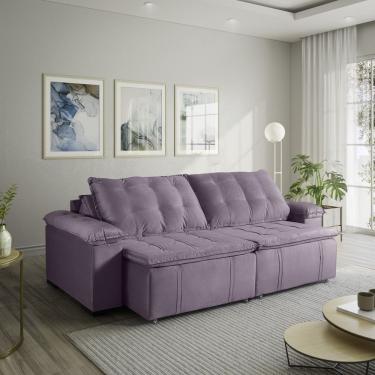 Imagem de Sofá Cama Palmeira 3 Lugares Retrátil Reclinável 2,20M Veludo Com Molas Cabecasa Madeiramadeira Rosa