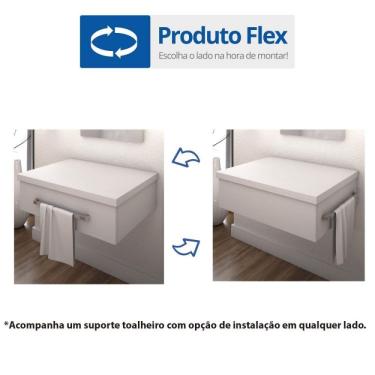 Imagem de Bancada Para Banheiro 80cm Com Cuba Folha F44 E Espelheira 801w Metrópole Compace