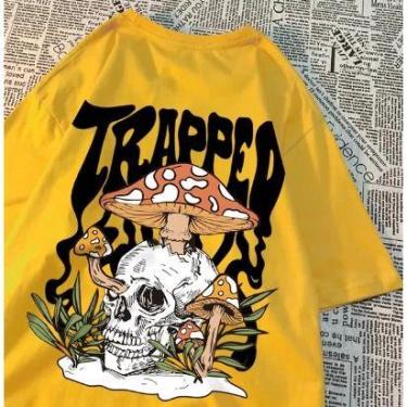 Imagem de Camiseta Costas Trapped Caveira Cabeça Cogumelo Streetwear! - Dinka, m