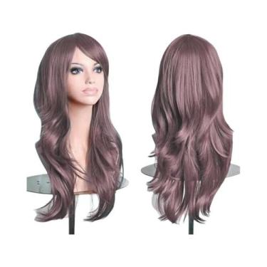 Imagem de Peruca Sintética Longa Ondulada Rosa Roxa De 70cm Para Mulheres Fantas