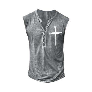 Imagem de Camiseta Regata Masculina De Verão Grande Tamanho, Casual, Respirável,