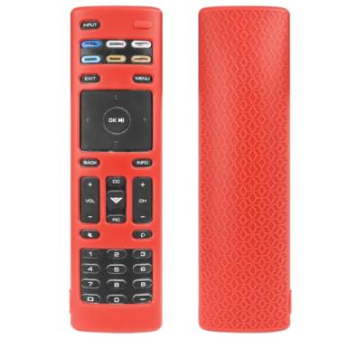 Imagem de Capa protetora para controle remoto VIZIO XRT-136, capa de silicone antiderrapante à prova de choque, capa para controle remoto com cordão (vermelho)