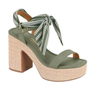 Imagem de Sandália Anabela Feminino Vizzano Salto Alto Anabela 6541103- Verde-Feminino