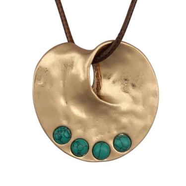 Imagem de Jeilwiy Colar de couro feminino descolado, gargantilha, cordão com pingente, joia estilo boho, Couro sintético, Sem Pedra Preciosa