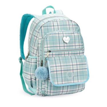Imagem de Mochila Escolar Juvenil Volta as Aulas Pompom Bolsos Kawaii Bolso Fron