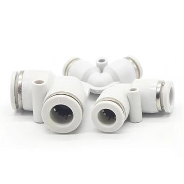 Imagem de 1 peça PV Pneumático Acoplamento Rápido Compressor de Ar Tubo de Ar Mangueira PU 4 mm 6 mm 8 mm 10 mm 12 mm 14 mm 16 mm Plástico Branco Tipo L (PV-14)