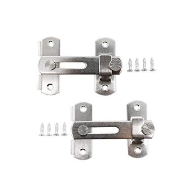 Imagem de Fechadura de aço inoxidável para porta de celeiro trava de porta deslizante trava de segurança para porta de celeiro para animais de estimação porta de celeiro pacote com 2 (prata)