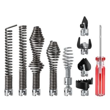 Imagem de Acessório de broca de drenagem de cobra de 10 peças para RIDGID K-400/C-4/C-6/C-7/C-8/C-9, kit de cortador de eixo helicoidal de 5/20.3 cm, 4 cortadores e 4 espirais, ferramentas de limpeza de dreno