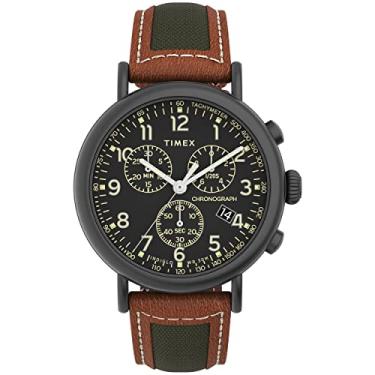 Imagem de Timex Relógio masculino essencial de quartzo com pulseira de couro, marrom, 19 (modelo: TW2U58000)