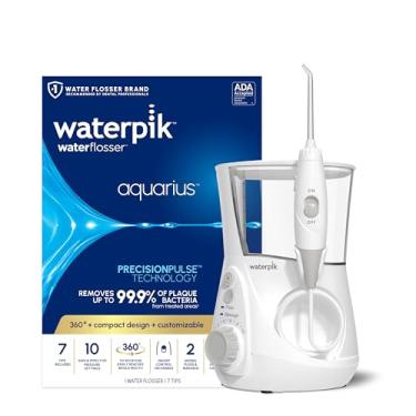 Imagem de Waterpik Aquarius irrigador bucal profissional para dentes, gengivas, aparelhos, cuidados dentários, energia elétrica com 10 configurações, 7 pontas para vários usuários e necessidades, aceito pela AD