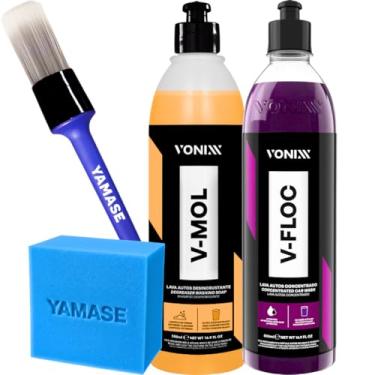 Imagem de Kit Shampoo Automotivo Esfregação V-floc Neutro V-mol Pré-Lavagem Vonixx Pincel Espuma Yamase