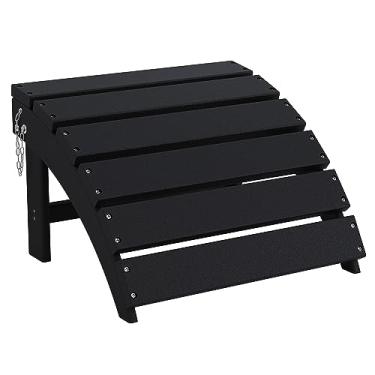 Imagem de Sundale Outdoor Poltrona Adirondack de plástico resistente à água, apoio para os pés para cadeira Adirondack resistente, resistente ao desbotamento e à ferrugem, perfeito para pátio, jardim, piscina, quintal, preto