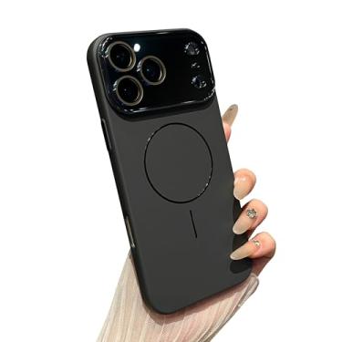 Imagem de Caseative Capa magnética de cor sólida com proteção de lente de câmera completa para iPhone, compatível com carregamento sem fio MagSafe (cinza, iPhone 17 Pro Max)