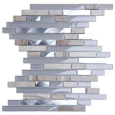 Imagem de Kit 1m² Pastilha de Vidro Marmore 30cm X 30cm Lilas/Cinza