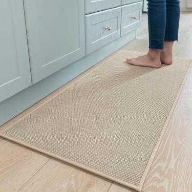 Imagem de MontVoo Tapetes e tapetes de cozinha antiderrapantes laváveis, tapetes absorventes para cozinha, frente da pia, tapetes de cozinha para chão (bege claro, 51 x 119 cm)