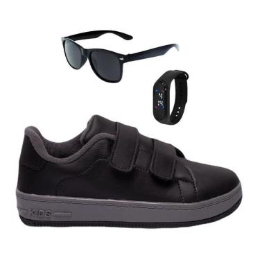 Imagem de Tênis Infantil Masculino Escolar Casual Menino Novo + Óculos + Relógio-Masculino