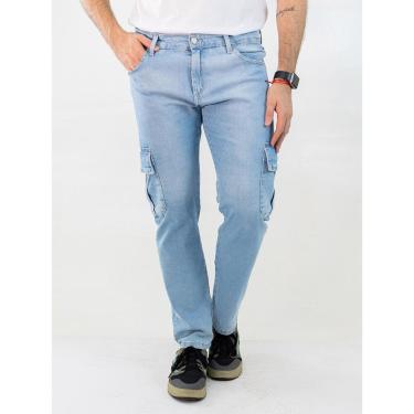 Imagem de Calça Masculina Jeans Bolso Cargo Delavê Elastano Anticorpus-Masculino