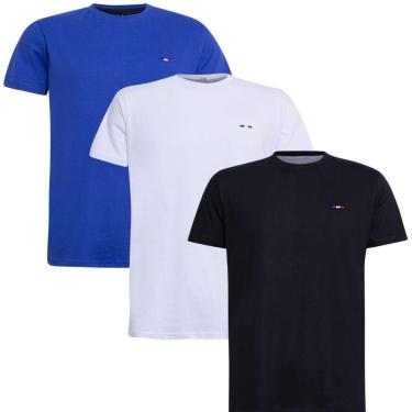 Imagem de Kit 3 Peças Camisetas Básicas Masculina Industrie em Algodão Premium no Estilo Tommy Bordado França-Masculino