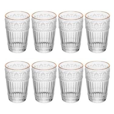 Imagem de Jogo 8 Copo Mauve com Fio de Ouro 350ml de Cristal Ecológico Wolff