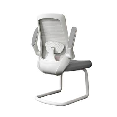 Imagem de Cadeira de escritório executiva ajustável recepção lateral de malha com apoios de braço ajustáveis e base de trenó de metal (branca)