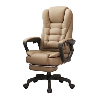 Imagem de Cadeira executiva clássica de couro com encosto alto, cadeiras de escritório em casa com suporte lombar, cadeira de escritório reclinável ergonômica confortável, cadeiras giratórias com rodas cadeira
