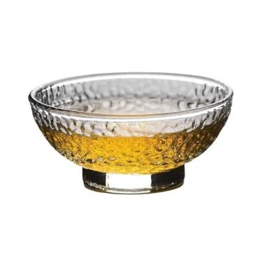 Imagem de Xícara de chá pequena de vidro com base pesada martelada, copo de degustação de chá de vidro borossilicato transparente soprado à mão