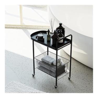 Imagem de LNGCLTEZ Nordic Movable Carrinho de mesa de centro pequeno com rodinhas carrinho utilitário prático com rodas mesa de cabeceira mesa de armazenamento simples carrinho de armazenamento com rolamento