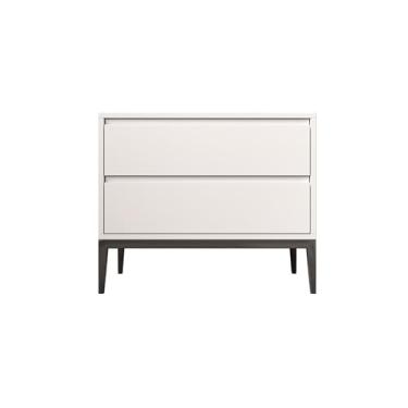 Imagem de Armário de armazenamento moderno branco/cinza/bege com gavetas, armário de mesa de cabeceira de madeira maciça para sala de estar, quarto, cozinha prática (branco)