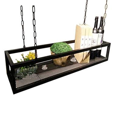 Imagem de Rack de vinho, suporte de vinho para pendurar no teto | Suporte de garrafa de vinho preto | Prateleiras de armazenamento montadas na parede | Prateleira decorativa vintage para gabinete, cozinha, bar