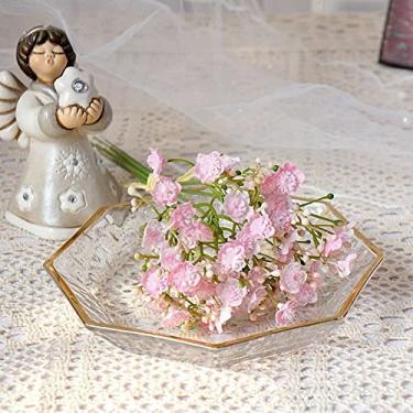Imagem de NevStp Buquê de 40 cabeças de flores de plástico artificial feito à mão para babysbreath planta falsa Gypsophila floral para decoração de mesa de casamento, casa, rosa