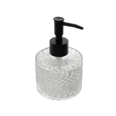 Imagem de Dispensador de sabão de vidro de 200 ml para banheiro com loção de gel para banheiro e cozinha, garrafa bomba líquida (preto)