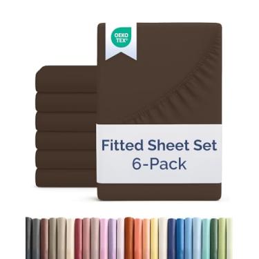 Imagem de Lençol Queen Size com elástico – Pacote com 6 lençóis de solteiro – serve em colchões de até 40,6 cm de profundidade – extra macio, respirável e refrescante – qualidade hoteleira, não desbota, encolhe