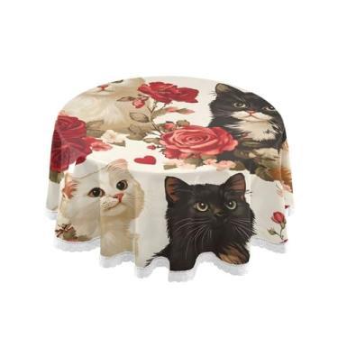 Imagem de Qilmy Toalha de mesa redonda de palmeira de treliça verde, 152 cm, resistente à água, à prova de derramamento, capa de mesa grande para jantar de reunião de família em ambientes internos e externos