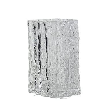 Imagem de Vaso de vidro moderno para geleira, arranjo de flores transparentes, flores secas, mesa, mesa, decoração de flores, cultura aquática, textura de geleira, vaso quadrado, centros de mesa