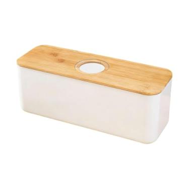 Imagem de SiaBiced Caixa de pão com tampa e tábua de corte, recipiente para guardar pão na da cozinha, ideal para pães caseiros, torradas e lanches, Tampa Do Buraco Branco