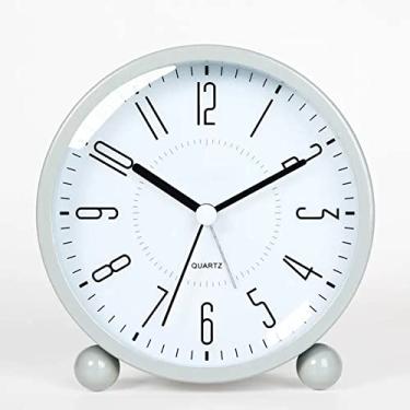 Imagem de Despertador para quarto, despertador operado por bateria de 11,4 cm, pequeno relógio silencioso de metal de mesa com função de luz, relógio sem tique-taque, decoração para sala de estar, quarto