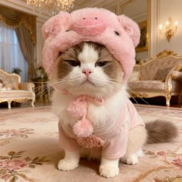 Imagem de Chapéus de fantasia de animais de estimação para gatos, capuz de porco e pato, acessório engraçado para gatos e cães para festas de fim de ano