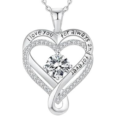 Imagem de Colar To My Wife Sparkling Heart - Pingente de 1 a 7 nomes gravado com caixa de presente, colares personalizados para namorada Wift, aniversário, dia dos namorados, Natal, Natal, One Size, Poliéster