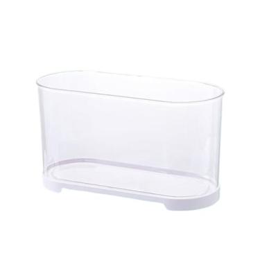 Imagem de Tanque de peixes de mesa moderno HD transparente pequeno aquário de acrílico aquário dourado pequenos tanques de reprodução de peixes exibição de mesa (branco, 32 cm x 14,4 cm x 16 cm)