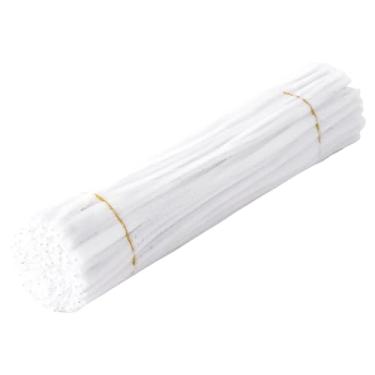 Imagem de FashionCha Tubos de Limpeza para Artesanato, Tubo de Chenille de 8 Mm, Decoração para Casa, Arranjos Florais, Buquês DIY, Material Feito à Mão para Celebrações, Branco