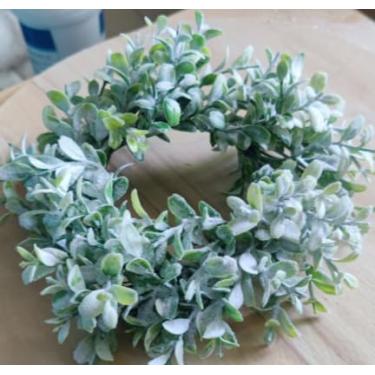 Imagem de 6 mini grinaldas de folhas verdes flocadas para armário de cozinha, guirlanda de eucalipto artificial pequena para porta da frente com fita, primavera, verão, verde, mini guirlanda para varanda