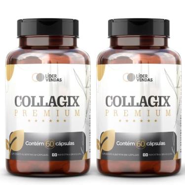 Imagem de Collagix Premium 1000mg (1g) - Colágeno Hidrolisado de Alta Absorção com 60 Cápsulas - Para Firmeza da Pele, Fortalecimento Capilar e Unhas - Beleza e Saúde Articular - Fórmula Pura e Biodisponível - 2 potes