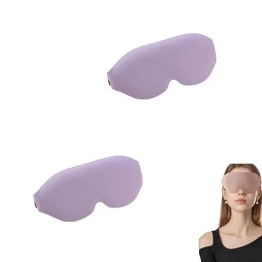 Imagem de PLAYTHROUGH Máscara de dormir 2 peças, máscara de dormir 3D com alça elástica ajustável para viagem de soneca, leve (roxa)